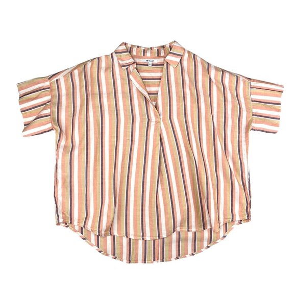 Madewell Womens Courier Striped Button-Back Oversized Shirt Multicolor Large - Picture 4 of 14